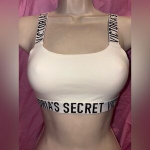 Victoria’s Secret white logo sports bra size small